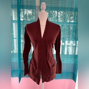 Sonoma Women's Size L Brown Open Front Drape Long Sleeve Cardigan Sweater